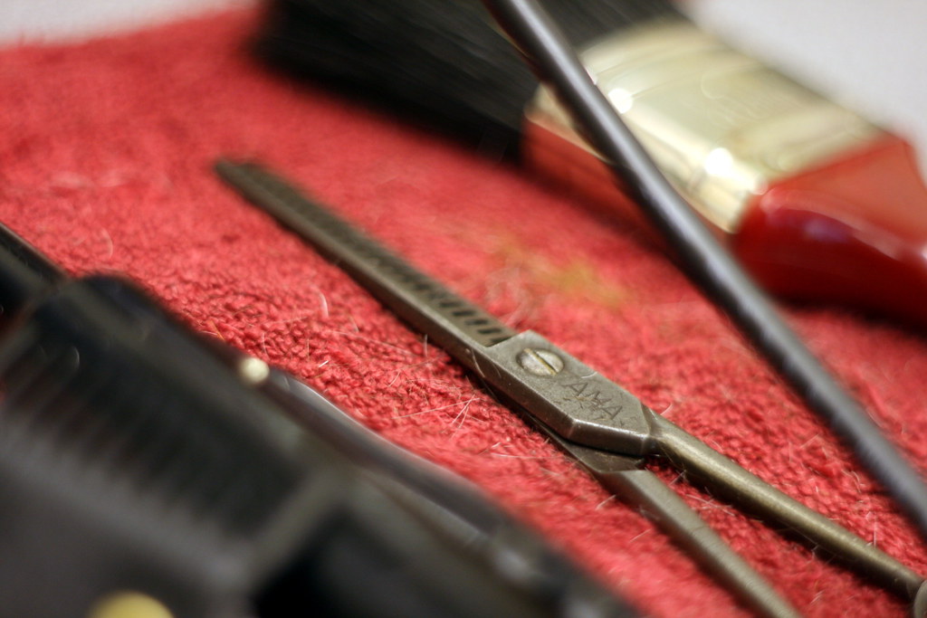 Barber shears close up